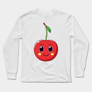 Cute Kawaii Cherry, Cartoon Ripe Fruit Long Sleeve T-Shirt